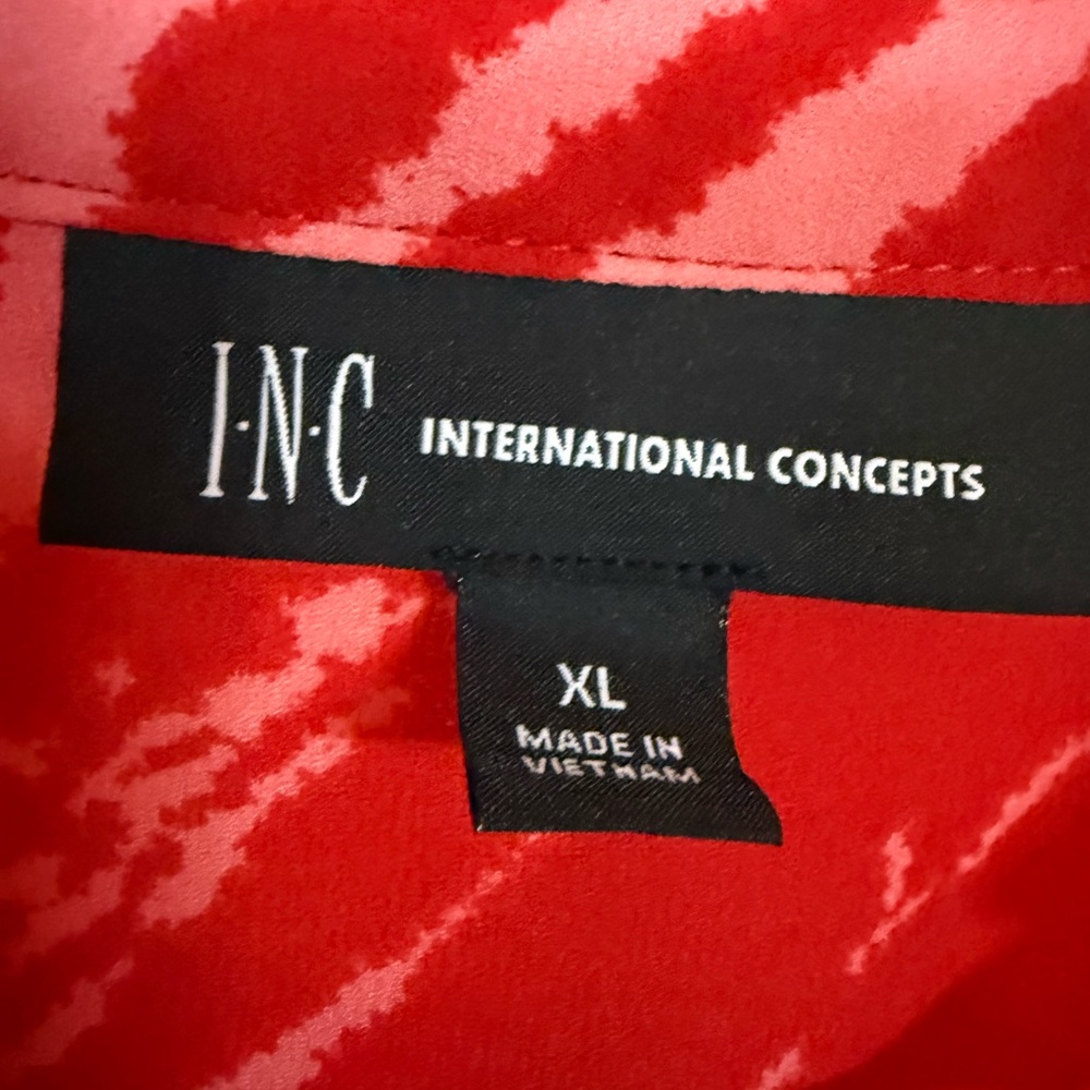 INC International Concepts Red Animal Print Blouse - Picture 6 of 7